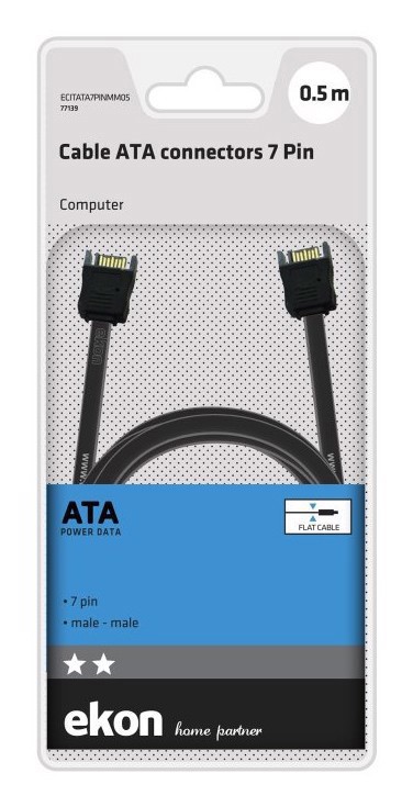 Ekon ECITATA7PINMM05 cavo SATA 0,5 m SATA 7-pin Nero