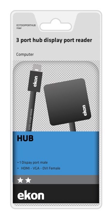 Ekon ECITDISPPORTHUB hub di interfaccia DisplayPort Nero
