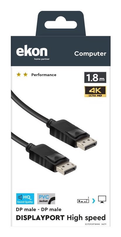 Ekon ECITDPORT18MMK cavo e adattatore video 1,8 m DisplayPort Nero