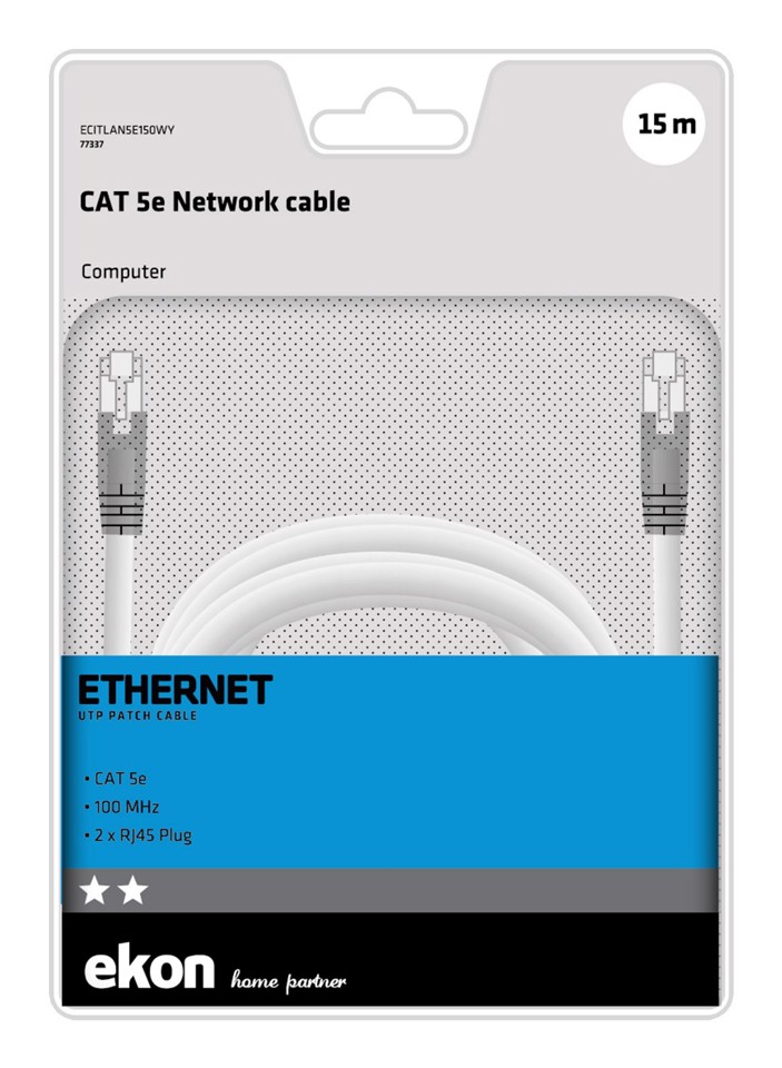 Ekon ECITLAN5E150WY cavo di rete Bianco 15 m Cat5e U/UTP (UTP)