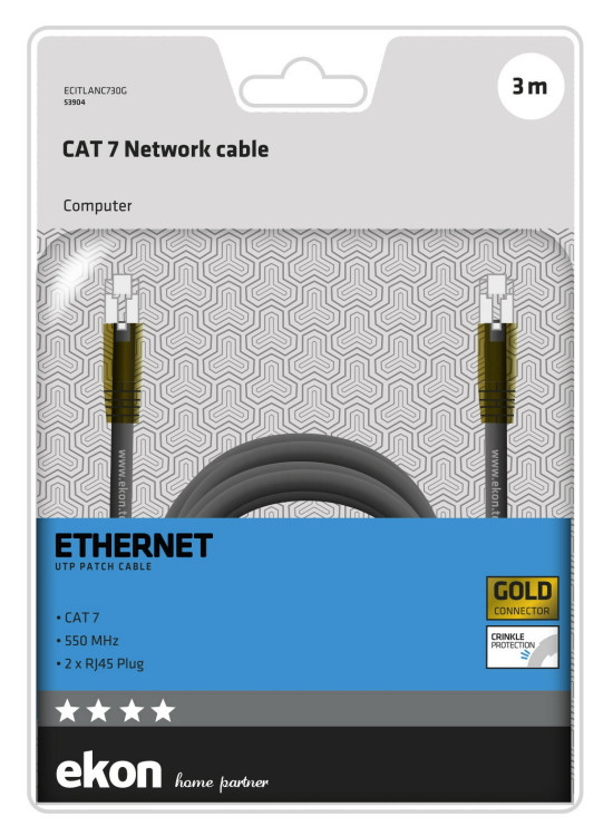 Ekon ECITLANC730G cavo di rete Nero 3 m Cat7 U/UTP (UTP)