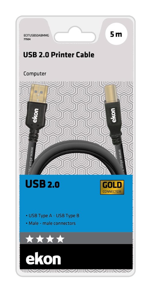 Ekon ECITUSB50ABMMG cavo USB USB 2.0 5 m USB A USB B Nero