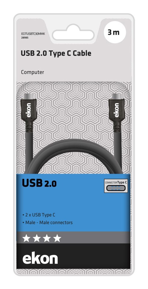 Ekon ECITUSBTC30MMK cavo USB USB 2.0 3 m USB C Nero