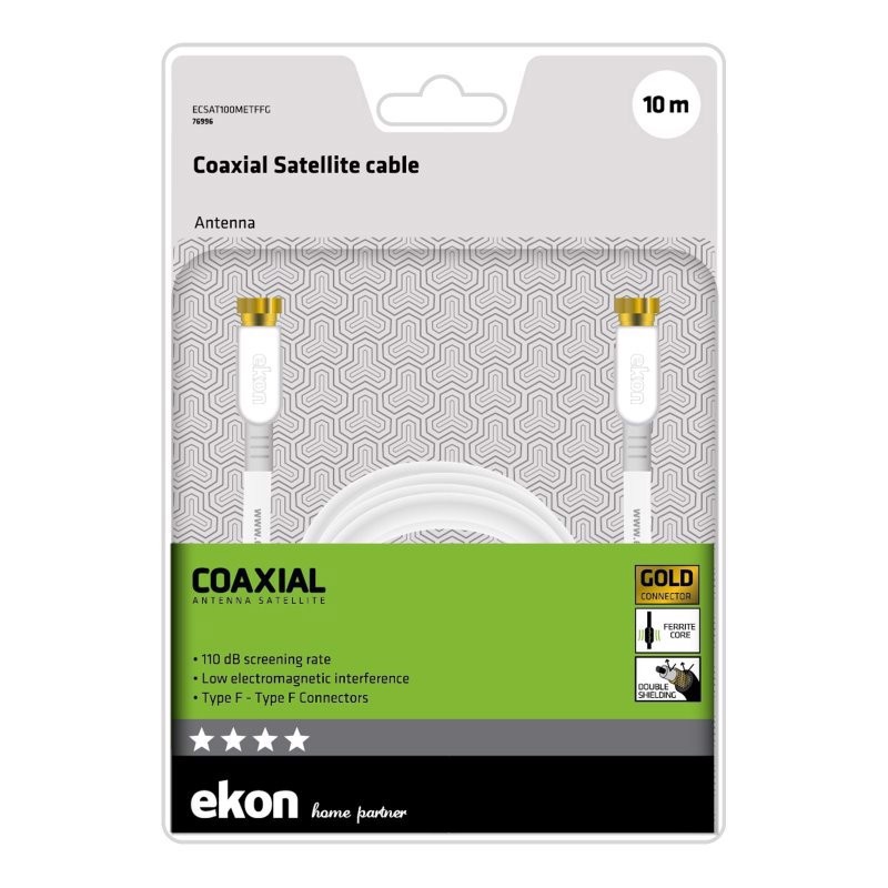 Ekon ECSAT100METFFG cavo coassiale 10 m Tipo F Bianco