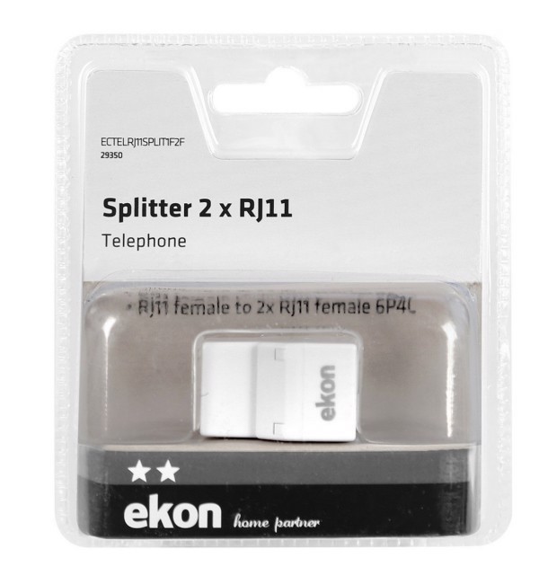 Ekon ECTELRJ11SPLIT1F2F cavo splitter o combinatori Splitter per cavo Bianco