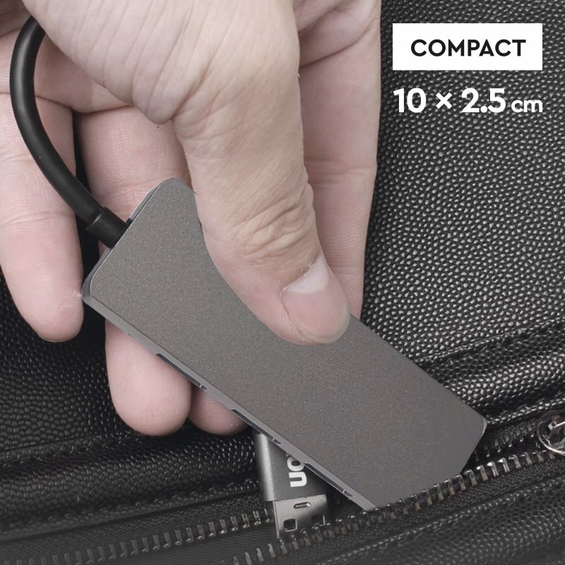 Ekon HUB con 3 porte USB-A, 1 porta USB-C e cavo di alimentazione USB-C