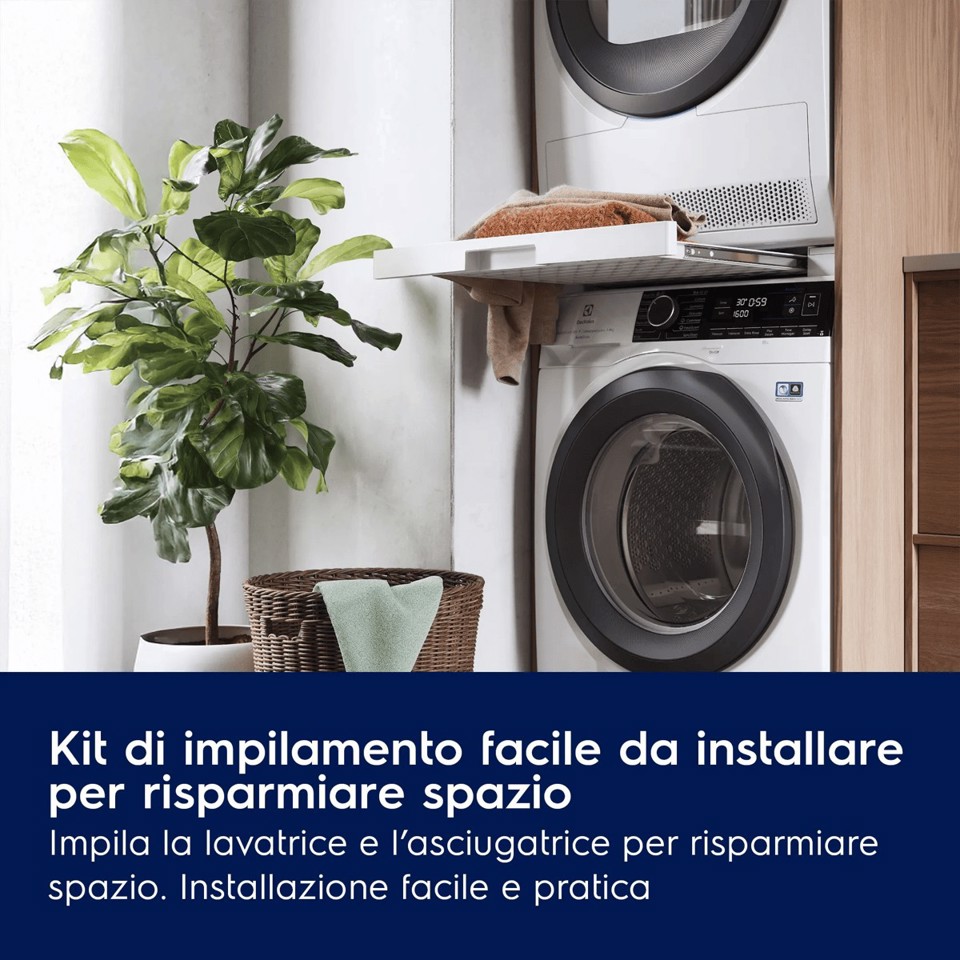 Electrolux Accessori Lavatrice E Asciugatrice Classe Stacking Kit Con Piano Estraibile Da Posizionare Tra Lavatrice E Asciugatrice In Colonna, Compatibile Con Tutti I Modelli (Comment: Branded Pnc But Having Multibrand Paper Material) E1WYHSK2