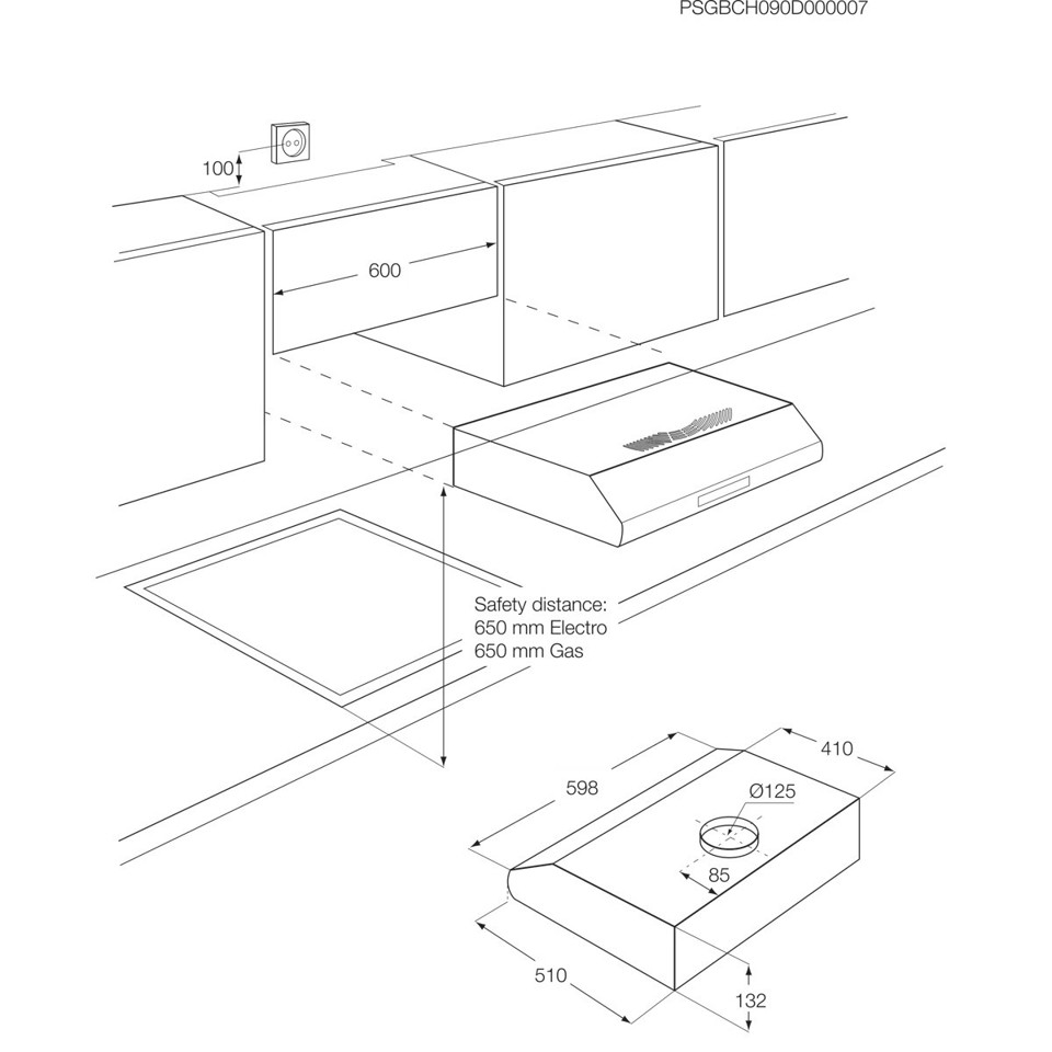 Electrolux Cappa Integrata Tradizionale Classe D 60 Cm LFU216X