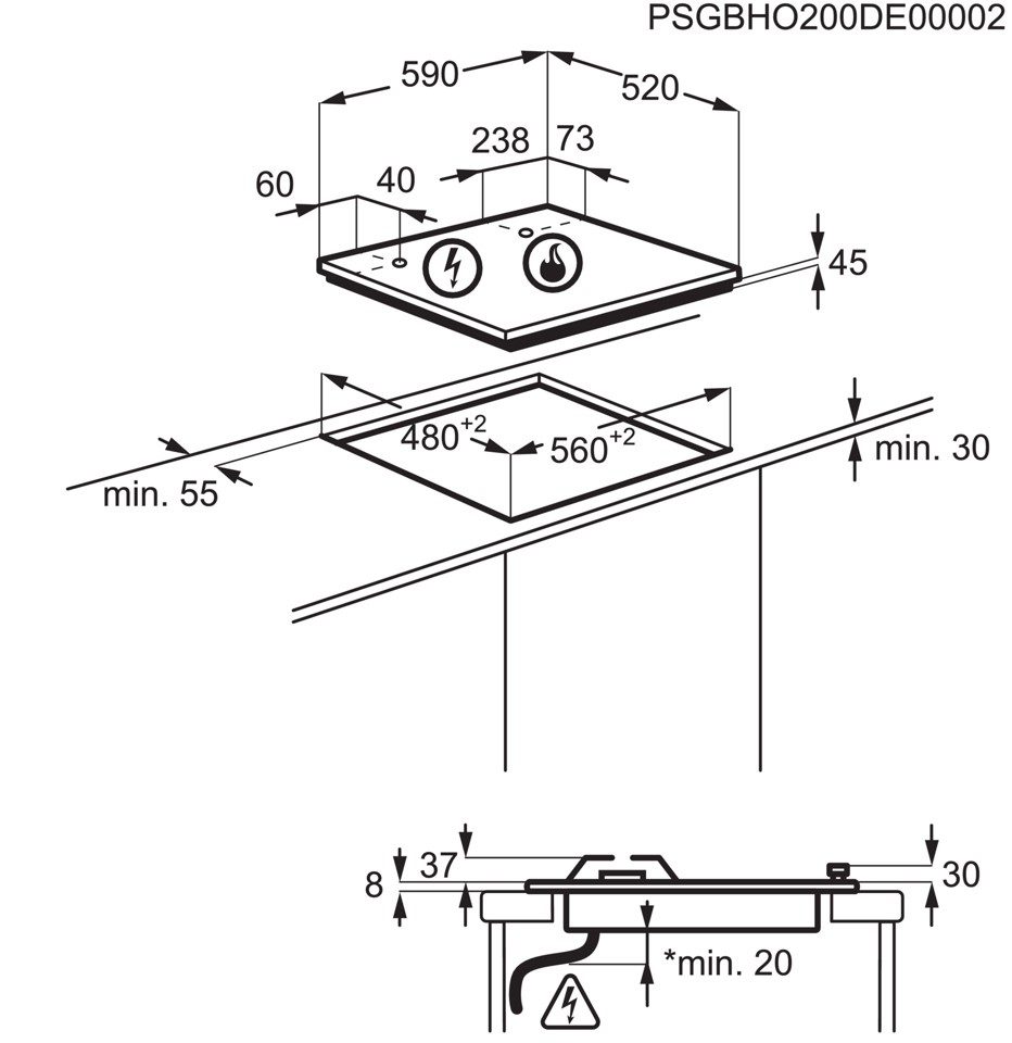 Electrolux EGG64272W Bianco Da incasso 59 cm Gas 4 Fornello(i)