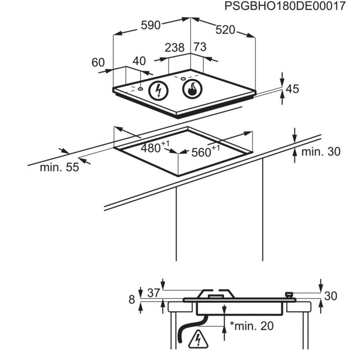 Electrolux EGS6434X piano cottura Acciaio inossidabile Da incasso Gas 4 Fornello(i)
