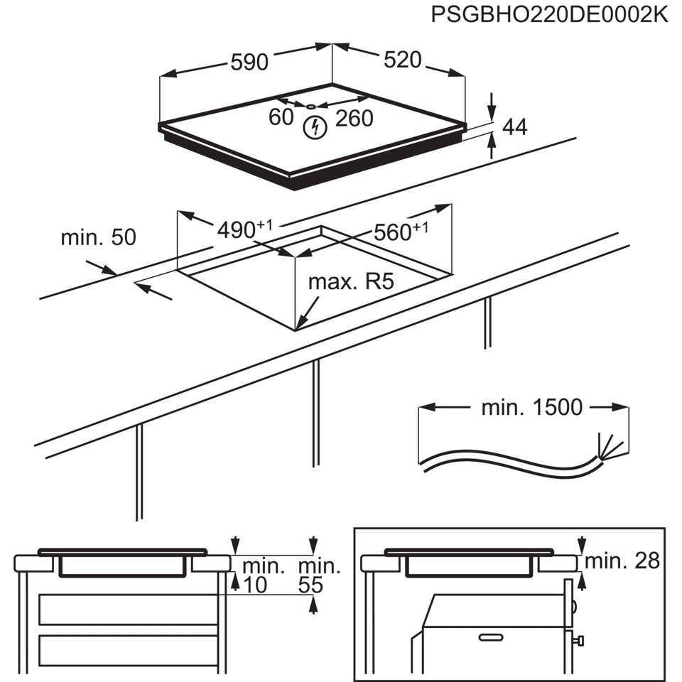 Electrolux EIV63443CT Da incasso 60 cm Piano cottura a induzione 4 Fornello(i)