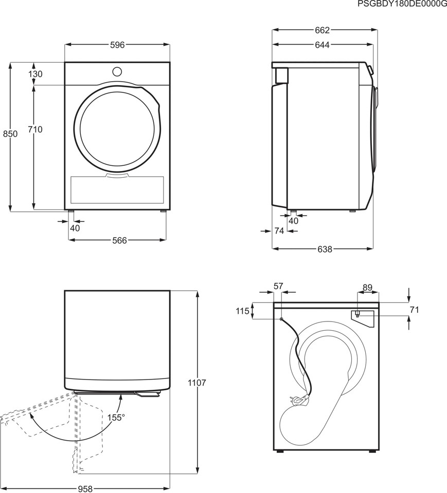 Electrolux EW6H1ZBG9C asciugatrice Libera installazione Caricamento frontale 9 kg Bianco, Nero