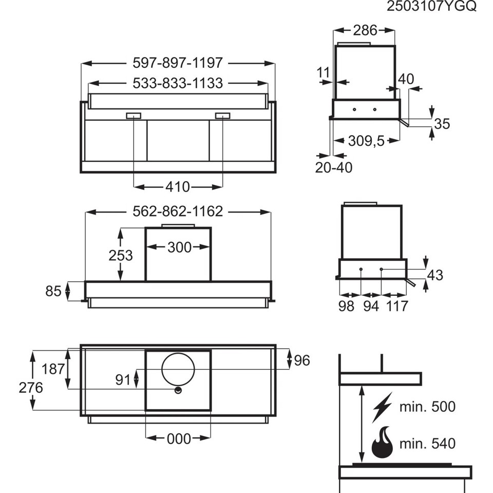 Electrolux KFEC19X Cappa serie 300 LedLights 90 cm