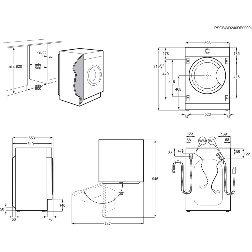 Electrolux Lavatrice Incasso Wm 8 Kg Classe A 1400 Giri MADE IN ITALY EW8F384BI