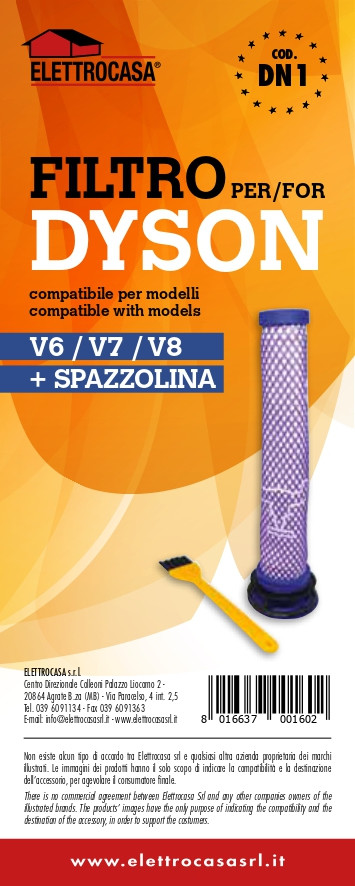 Elettrocasa DN 1 Aspirapolvere portatile Filtro e spazzola