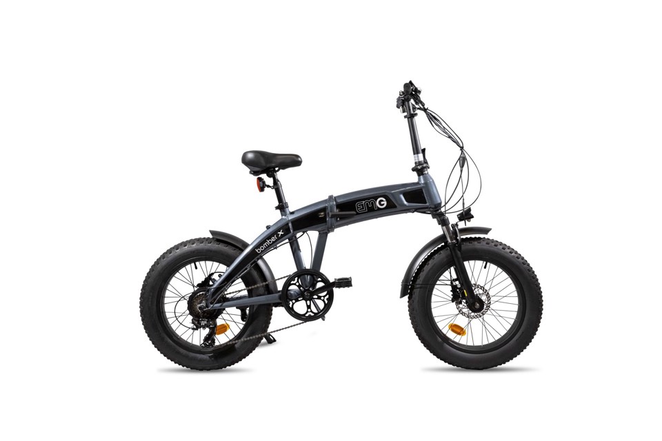 EMG Bomber X - telaio in alluminio pieghevole 17", ruote da 20", doppio freno a disco, batteria 48V 12Ah, cambio Shimano