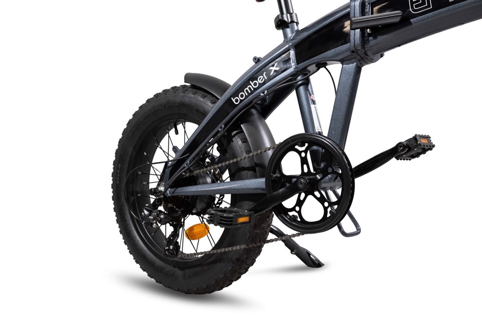 EMG Bomber X - telaio in alluminio pieghevole 17", ruote da 20", doppio freno a disco, batteria 48V 12Ah, cambio Shimano