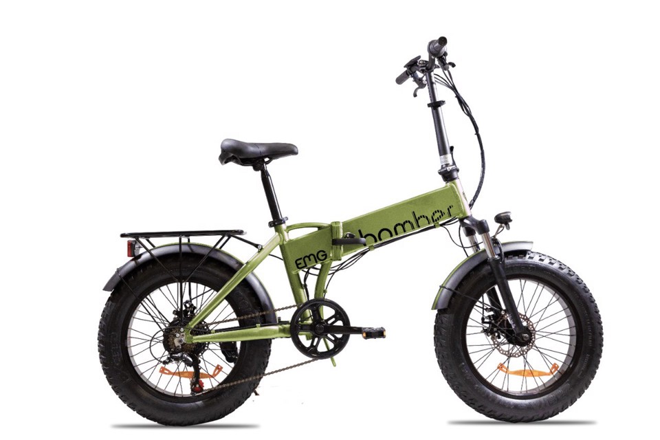 EMG Bici Elettrica Fat Bike Bomber 250W con telaio 17" foldable, ruota 20", Freni a disco a/p, Cambio Shimano e batteria 10Ah