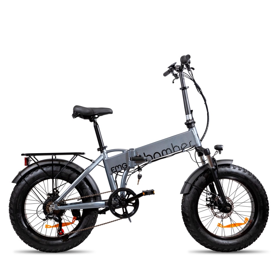 EMG  Bici Elettrica Fat Bike Bomber 250W con telaio 17" foldable, ruota 20", Freni a disco a/p, Cambio Shimano e batteria 10Ah