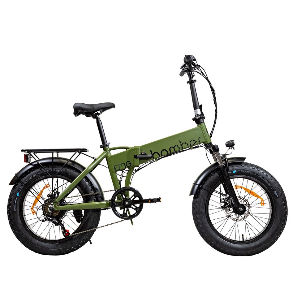 EMG Fat Bike Bomber 250W con telaio 17" foldable, ruota 20", Freni a disco a/p, Cambio Shimano e batteria 10Ah