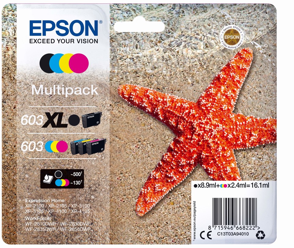 Epson 603XL stella marina Multipack cartuccia d'inchiostro 4 colori (BK/C/M/Y)