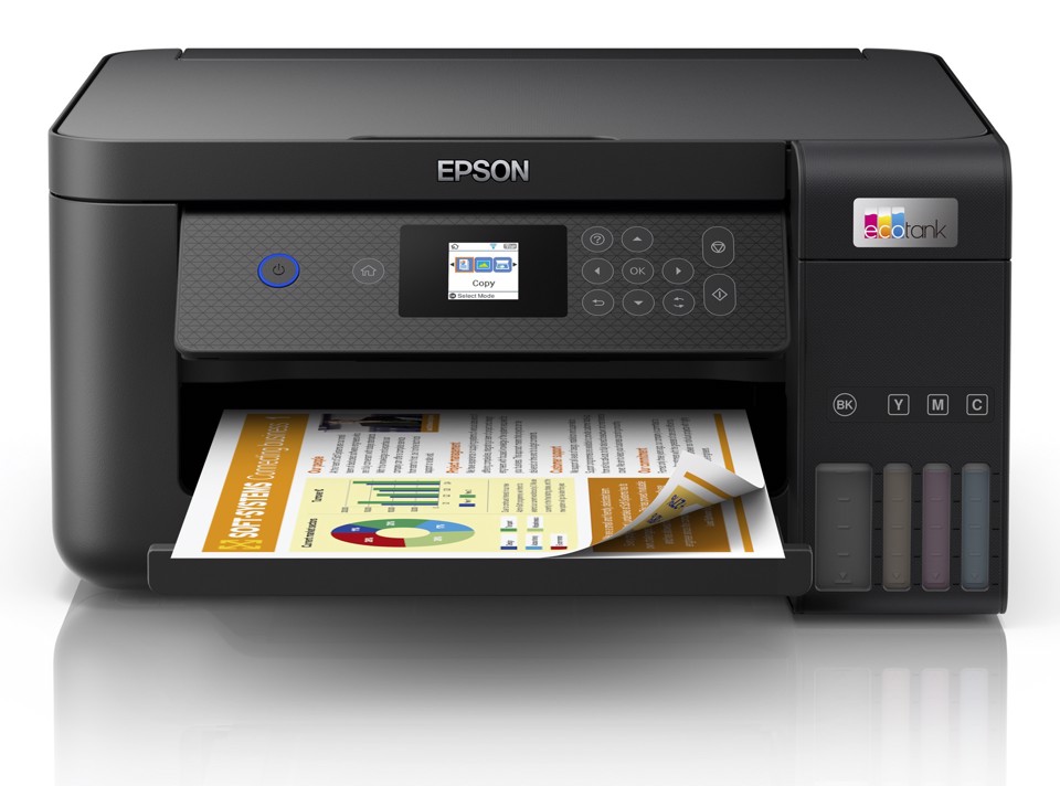 Epson EcoTank ET-2850 stampante multifunzione inkjet 3-in-1 A4, serbatoi ricaricabili alta capacità, 5 flaconi inclusi pari a 14000pag B/N 5200pag colore, Wi-FI Direct, USB