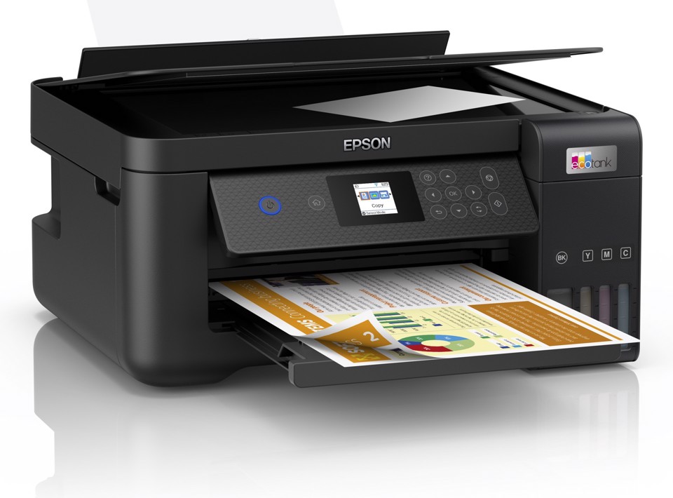 Epson EcoTank ET-2850 stampante multifunzione inkjet 3-in-1 A4, serbatoi ricaricabili alta capacità, 5 flaconi inclusi pari a 14000pag B/N 5200pag colore, Wi-FI Direct, USB