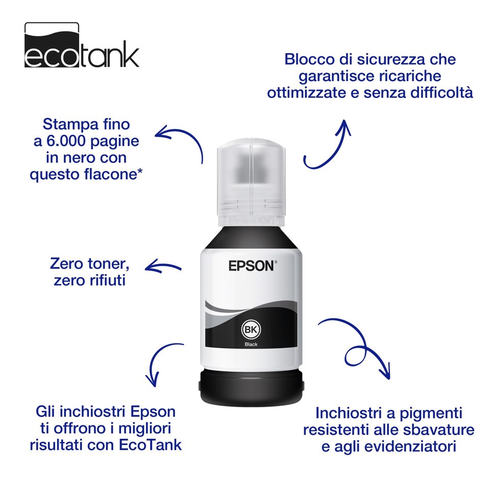 Epson Flacone di inchiostro a pigmenti nero EcoTank 111
