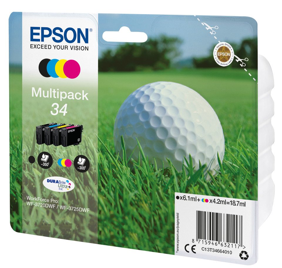 Epson 34 pallina golf Multipack cartuccia d'inchiostro 4 colori (BK/C/M/Y)