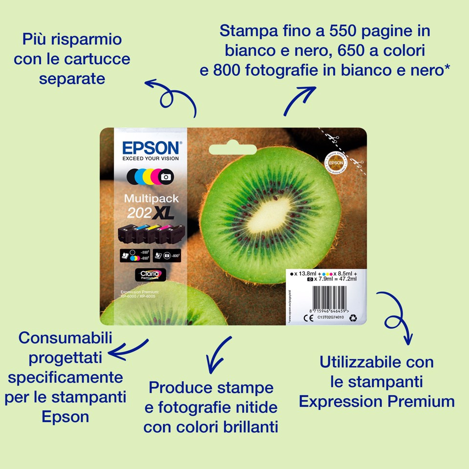 Epson Kiwi Multipack 5-colours 202 Claria Premium Ink