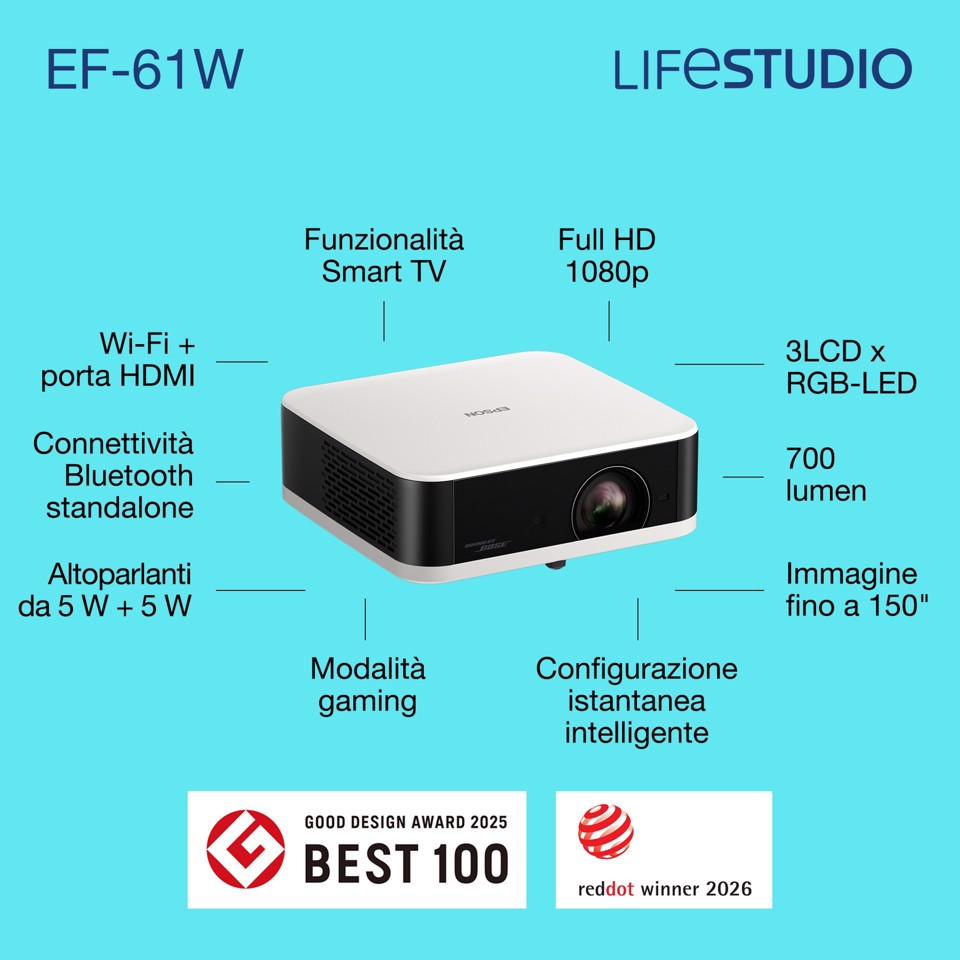 Epson Lifestudio Pop — EF-61W Bianco diamante