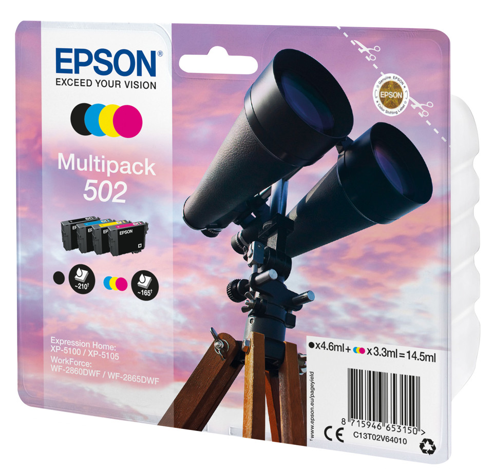 Epson 502 Binocolo Multipack cartuccia d'inchiostro 4 colori (BK/C/M/Y)