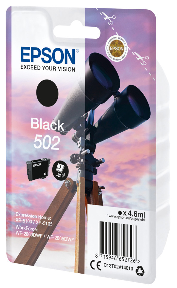 Epson 502 Binocolo cartuccia inchiostro originale nero 1pz