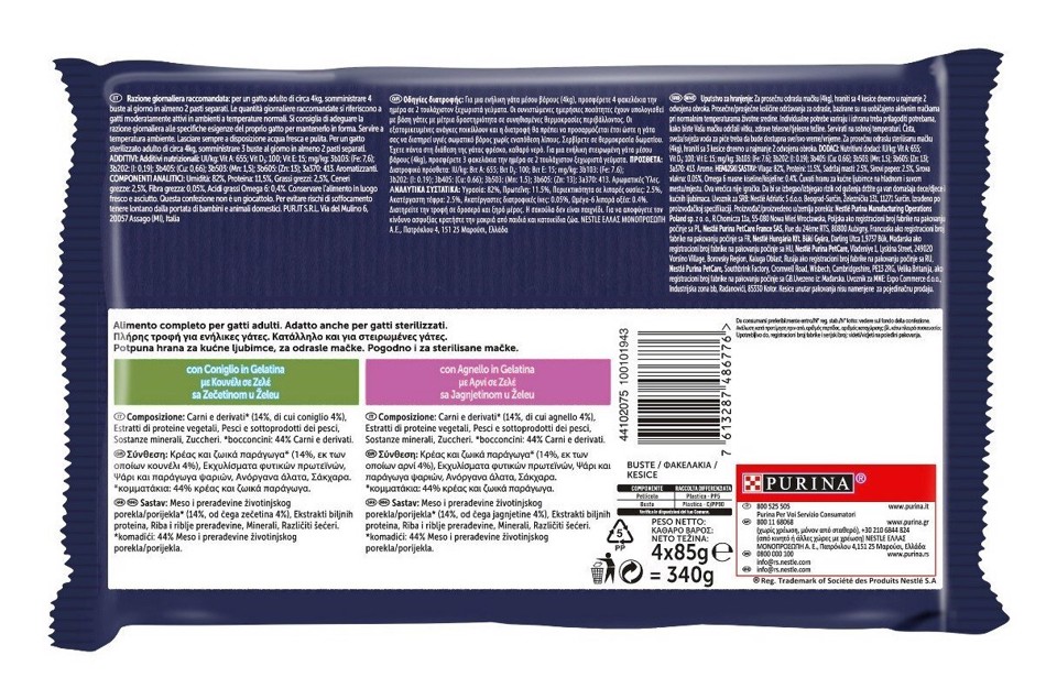 Felix 12480142 Le GHIOTTONERIE per Gatto con coniglio e agnello 4x85 g