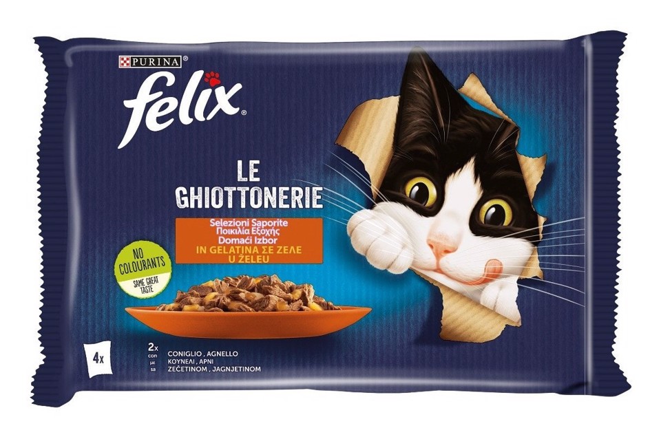 Felix Le GHIOTTONERIE Gatto con Coniglio e con Agnello, 4x85 g