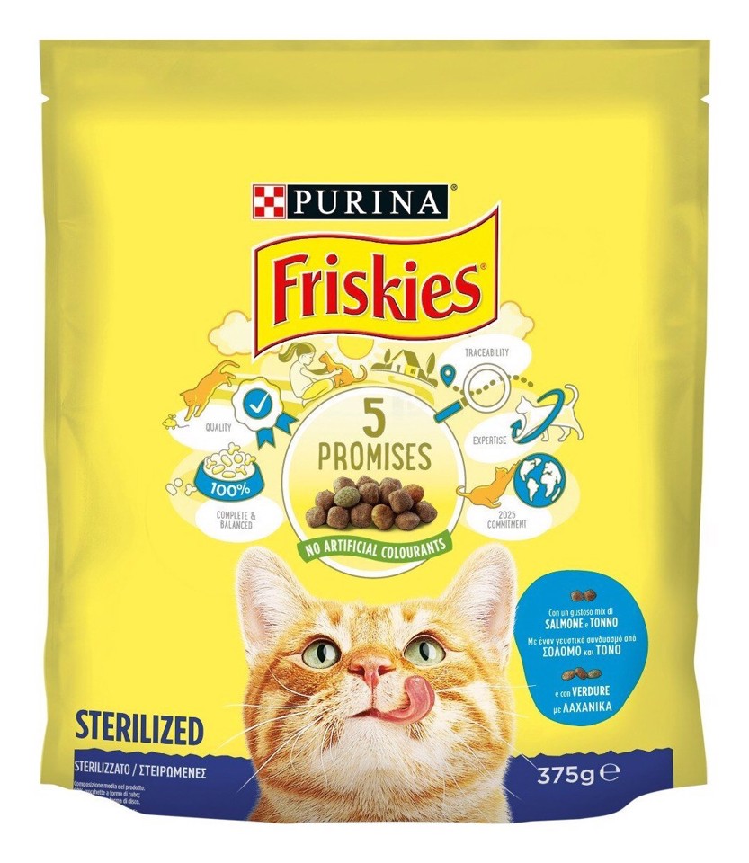 Friskies 12497324 Crocchette per gatto Adulto con un gustoso mix di Salmone, Tonno e Verdure 375 g