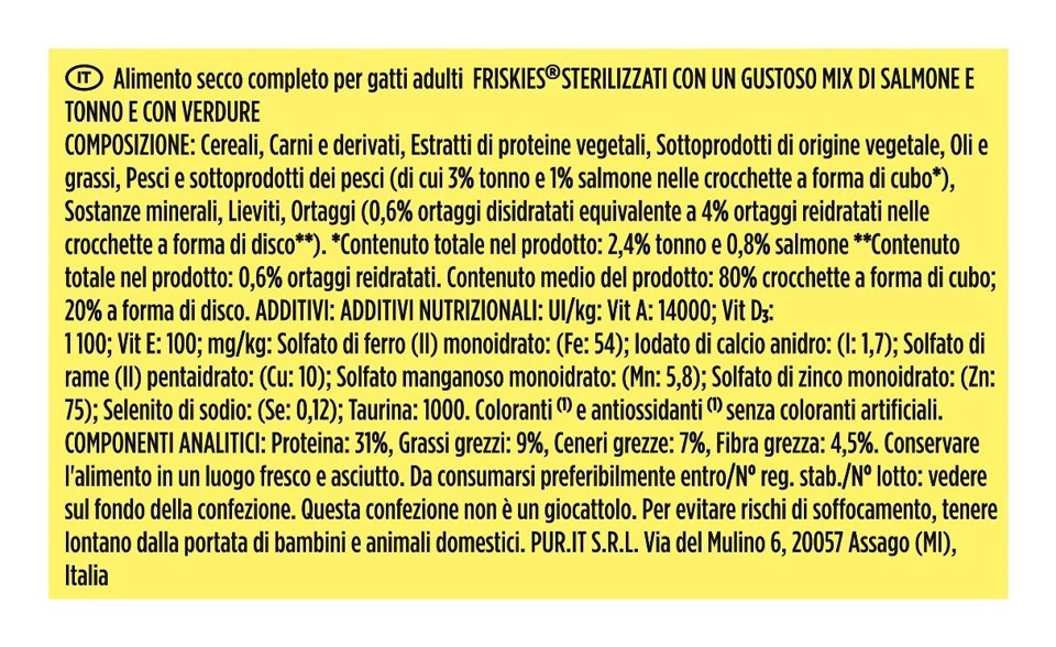 Friskies 12497324 Crocchette per gatto Adulto con un gustoso mix di Salmone, Tonno e Verdure 375 g