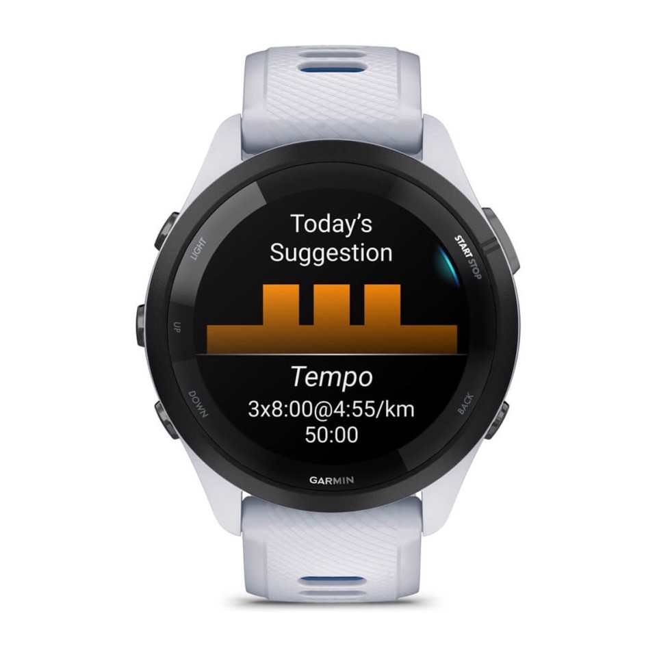 Garmin Forerunner 265 3,3 cm (1.3") AMOLED 46 mm Digitale 416 x 416 Pixel Touch screen Nero, Bianco Wi-Fi GPS (satellitare)