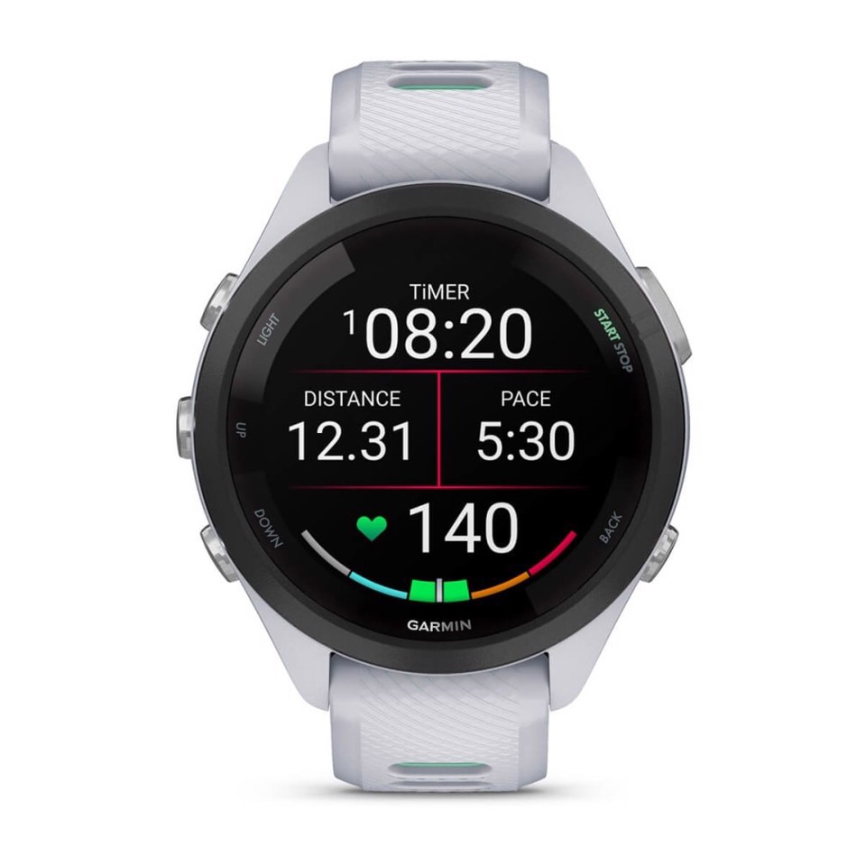 Garmin Forerunner 265S 2,79 cm (1.1") AMOLED 42 mm Digitale 360 x 360 Pixel Touch screen Nero, Bianco Wi-Fi GPS (satellitare)