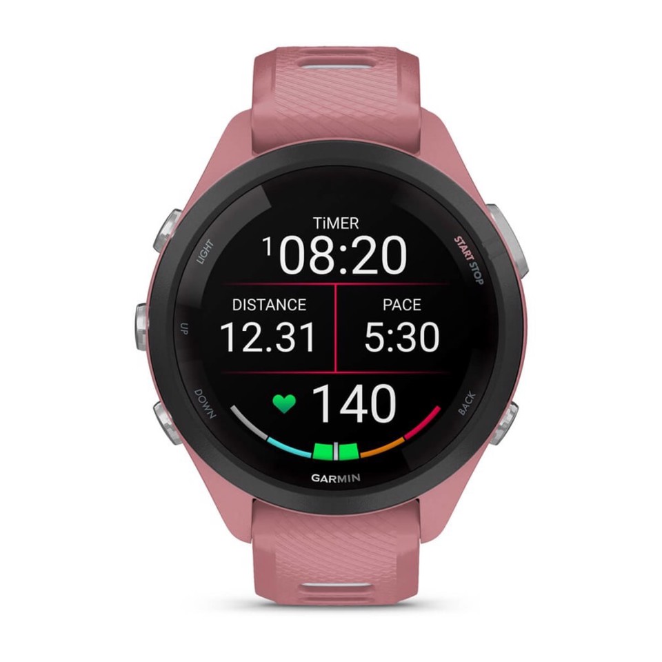 Garmin Forerunner 265S 2,79 cm (1.1") AMOLED 42 mm Digitale 360 x 360 Pixel Touch screen Nero, Rosa Wi-Fi GPS (satellitare)