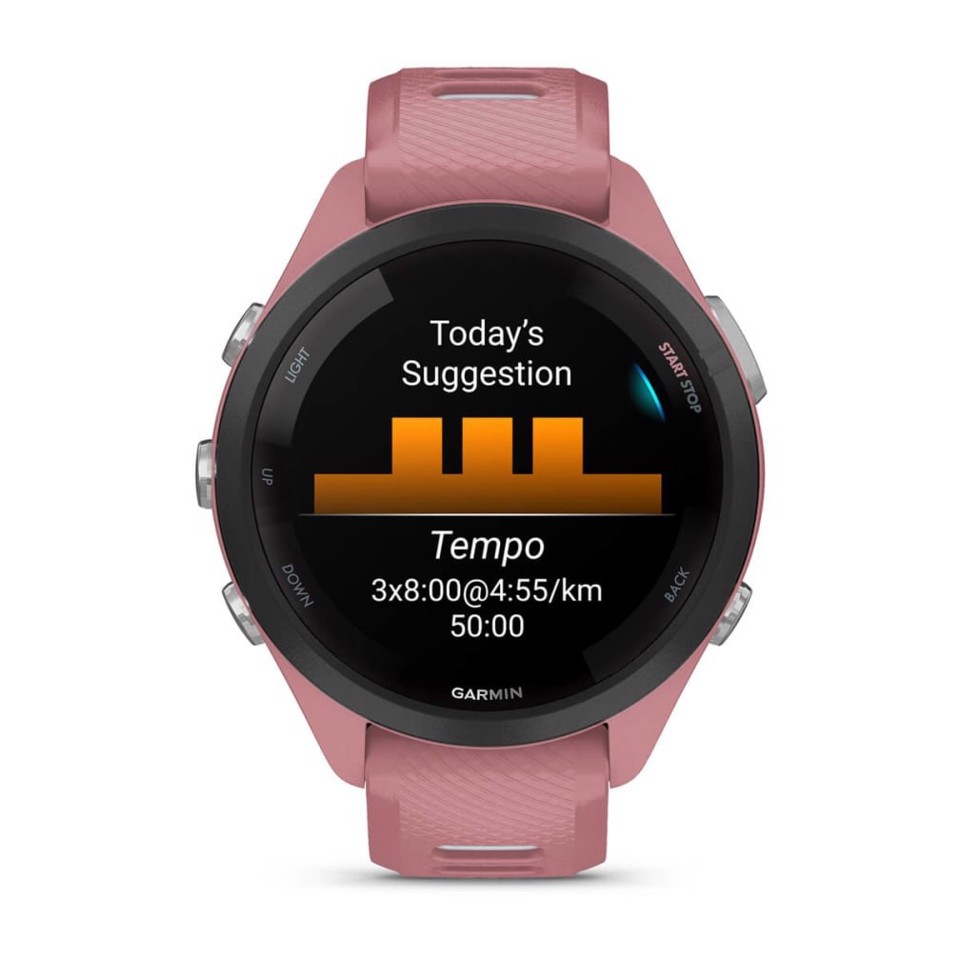 Garmin Forerunner 265S 2,79 cm (1.1") AMOLED 42 mm Digitale 360 x 360 Pixel Touch screen Nero, Rosa Wi-Fi GPS (satellitare)
