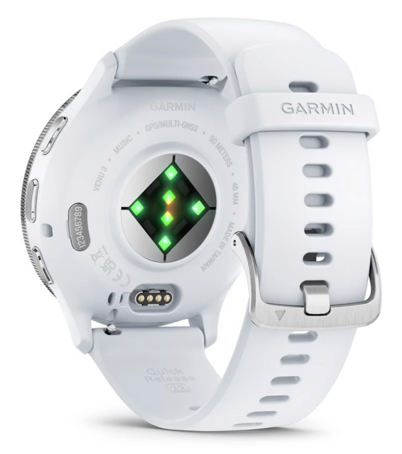 Garmin Venu 3 3,56 cm (1.4") AMOLED 45 mm Digitale 454 x 454 Pixel Touch screen Argento, Bianco Wi-Fi GPS (satellitare)