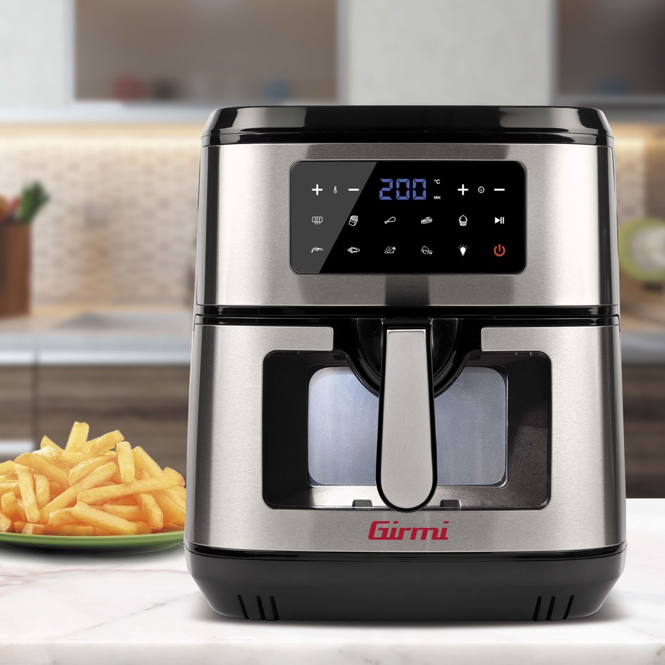 Girmi FG89 friggitrice Singolo 9,2 L 2100 W Friggitrice ad aria calda Nero, Acciaio