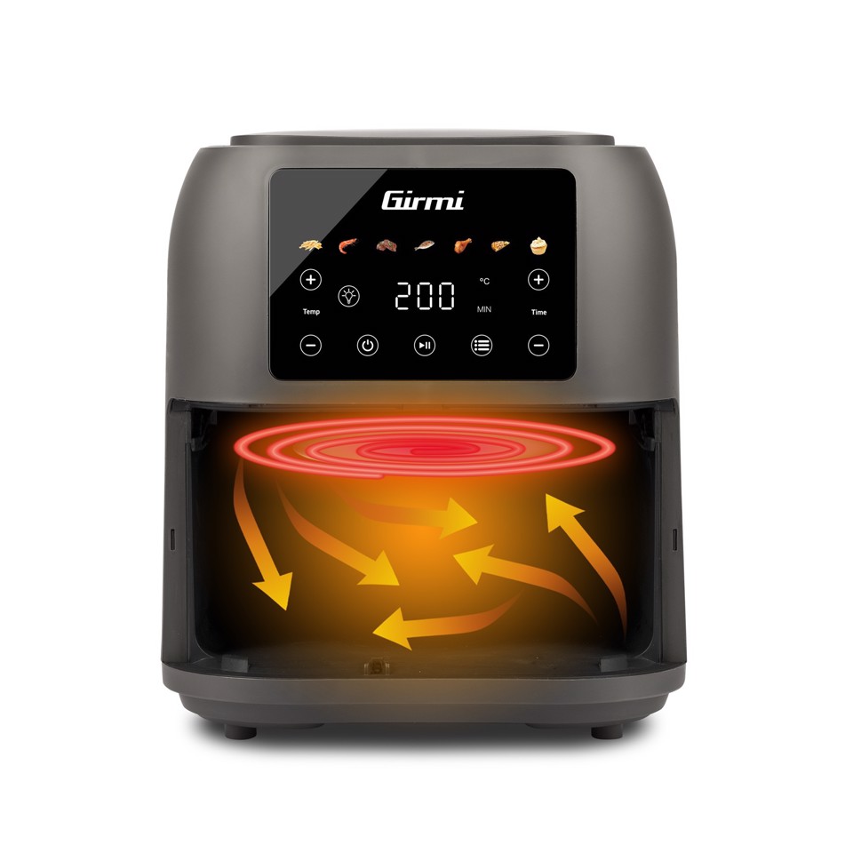 Girmi Friggitrice ad Aria 1700W 8 Litri digitale e con Ricettario ECOFRIT DEEP