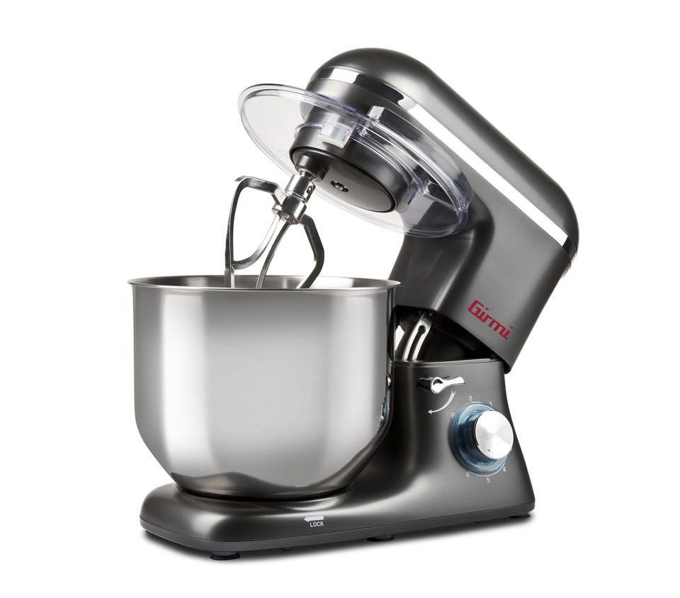 Girmi Gastronomo 8L Impastatore planetario Sbattitore con base 1400 W Nero, Acciaio inossidabile