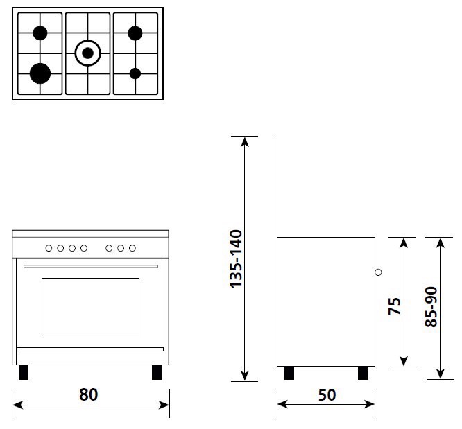 Glem Gas A855GX cucina Bianco