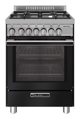 Glem Gas ST664MBK cucina A+ Elettrico Nero, Acciaio inox