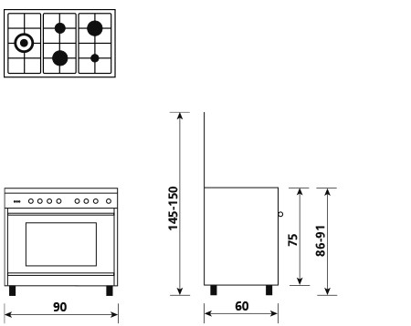 Glem Gas ST96TMI cucina Piano cottura Cromo, Acciaio inossidabile A+