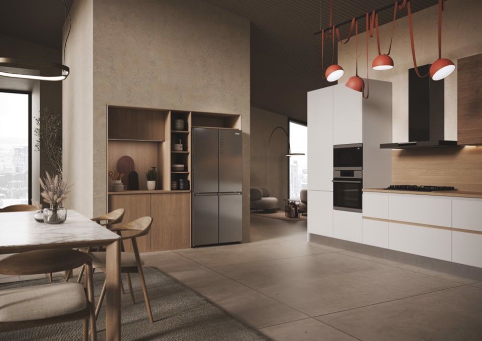 Haier Cube 83 Serie 3 Multidoor HCR3818ENMM ClasseE 467lt-Platino, Stainless steel