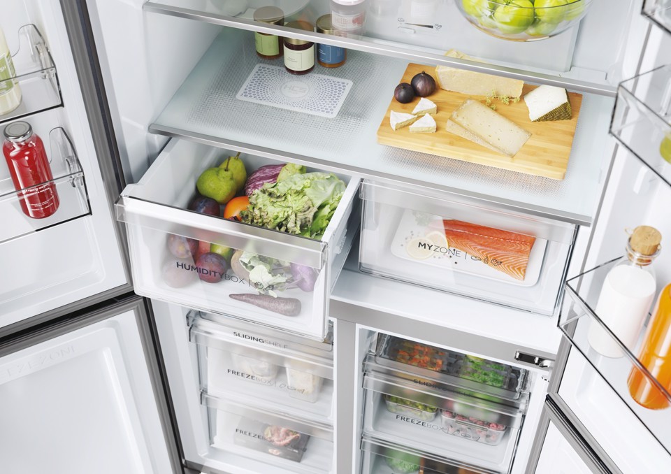 Haier HCR5919ENMP Libera installazione 528 L Platino, Acciaio inox